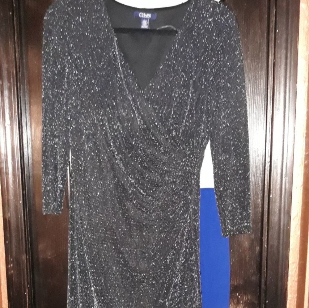 🎄🎉CHAPS black silver dress
